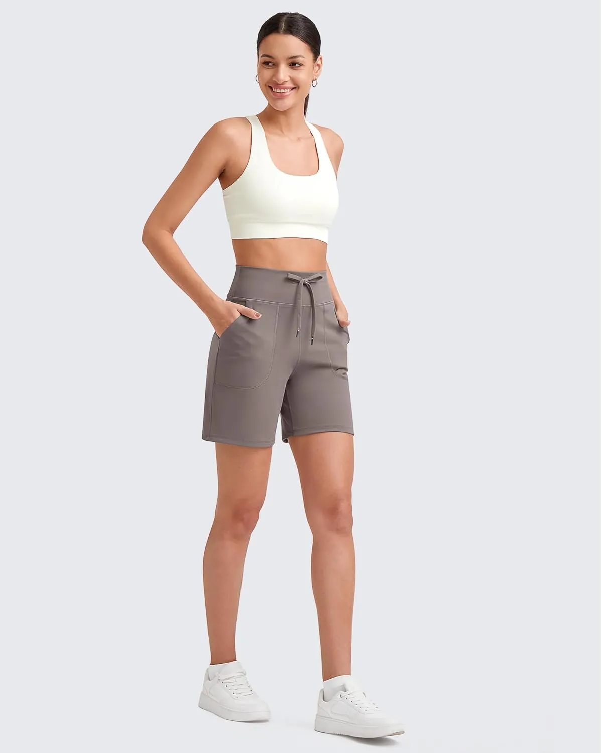 G4Free Women's Athletic Running Shorts High Waisted Bermuda Summer Casual Shorts for Golf Yoga with Pockets