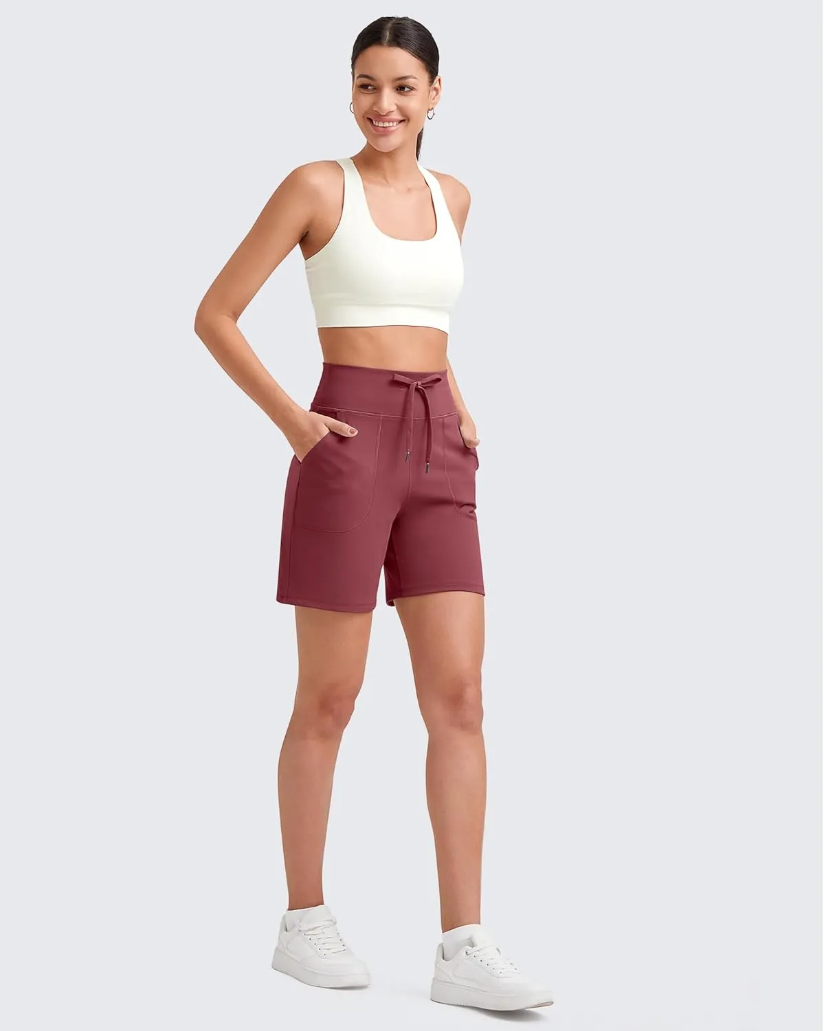 G4Free Women's Athletic Running Shorts High Waisted Bermuda Summer Casual Shorts for Golf Yoga with Pockets