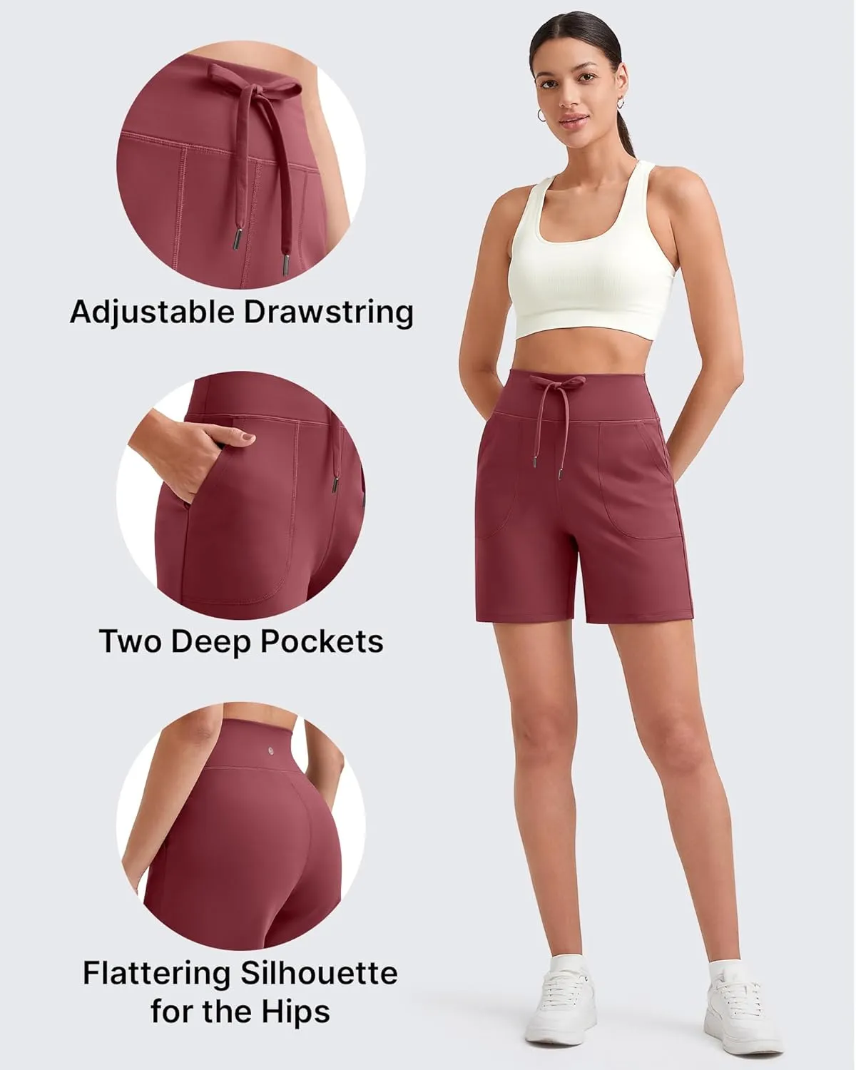G4Free Women's Athletic Running Shorts High Waisted Bermuda Summer Casual Shorts for Golf Yoga with Pockets