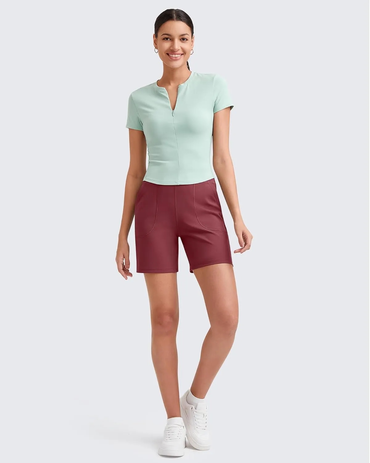 G4Free Women's Athletic Running Shorts High Waisted Bermuda Summer Casual Shorts for Golf Yoga with Pockets