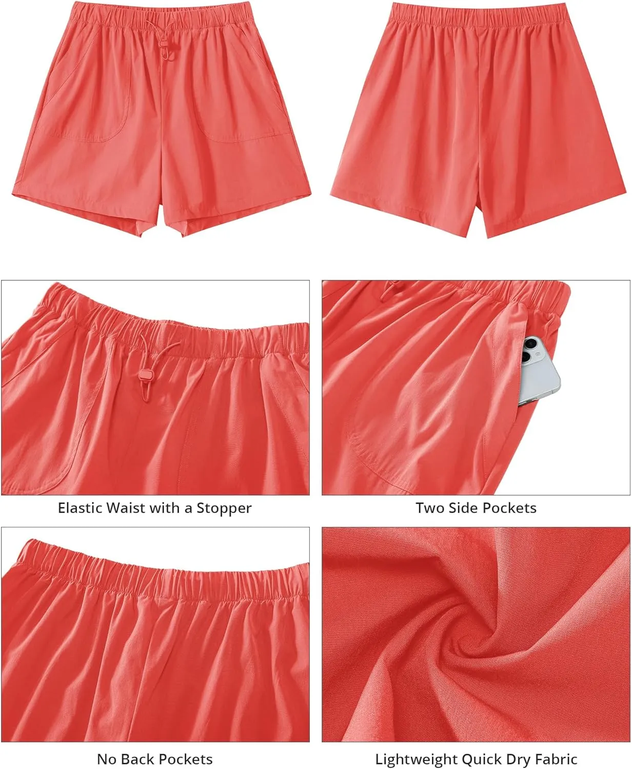 GRAPENT Athletic Shorts for Women High Waisted Casual Exercise Hiking Quick Dry Sports Gym Running Shorts with Pockets