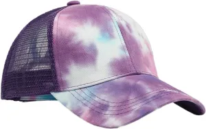 Hard-Top Mesh Cap with Color-Blocking Tie-Dye Camo Print - Stylish Baseball Hat & Sun Cap Casual Outdoor Wear Men Women