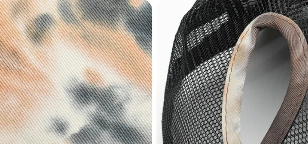 Hard-Top Mesh Cap with Color-Blocking Tie-Dye Camo Print - Stylish Baseball Hat & Sun Cap Casual Outdoor Wear Men Women