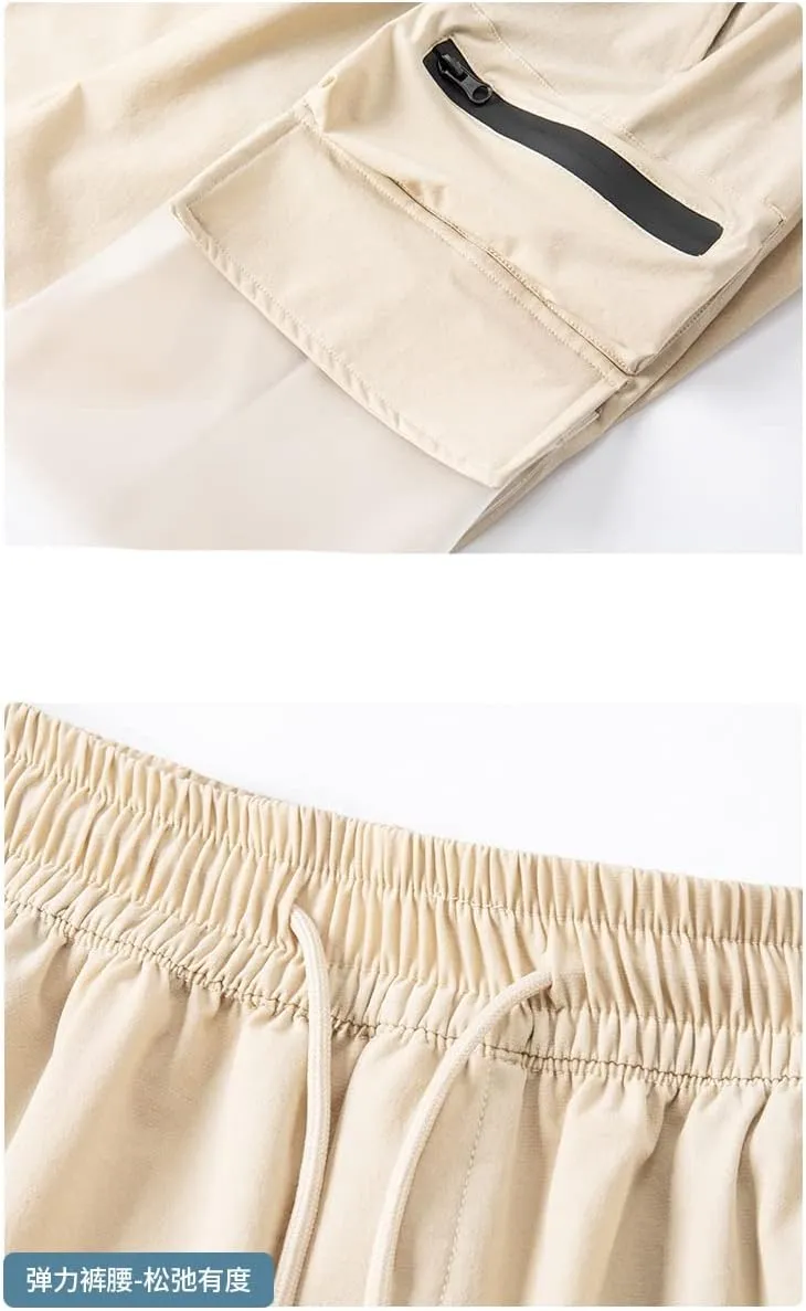 HBJWOV Work Shorts Men's Thin Casual Shorts Youth Ice Silk Quick Dried Sports Pants