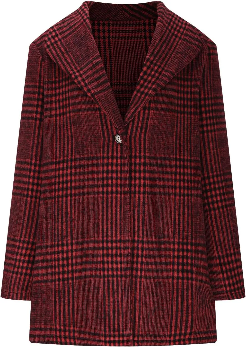 HGps8w Wool Blend Trench Coat for Women Dressy Plaid Blazer Jackets Classic Notch Lapel Winter Suit Pea Coat
