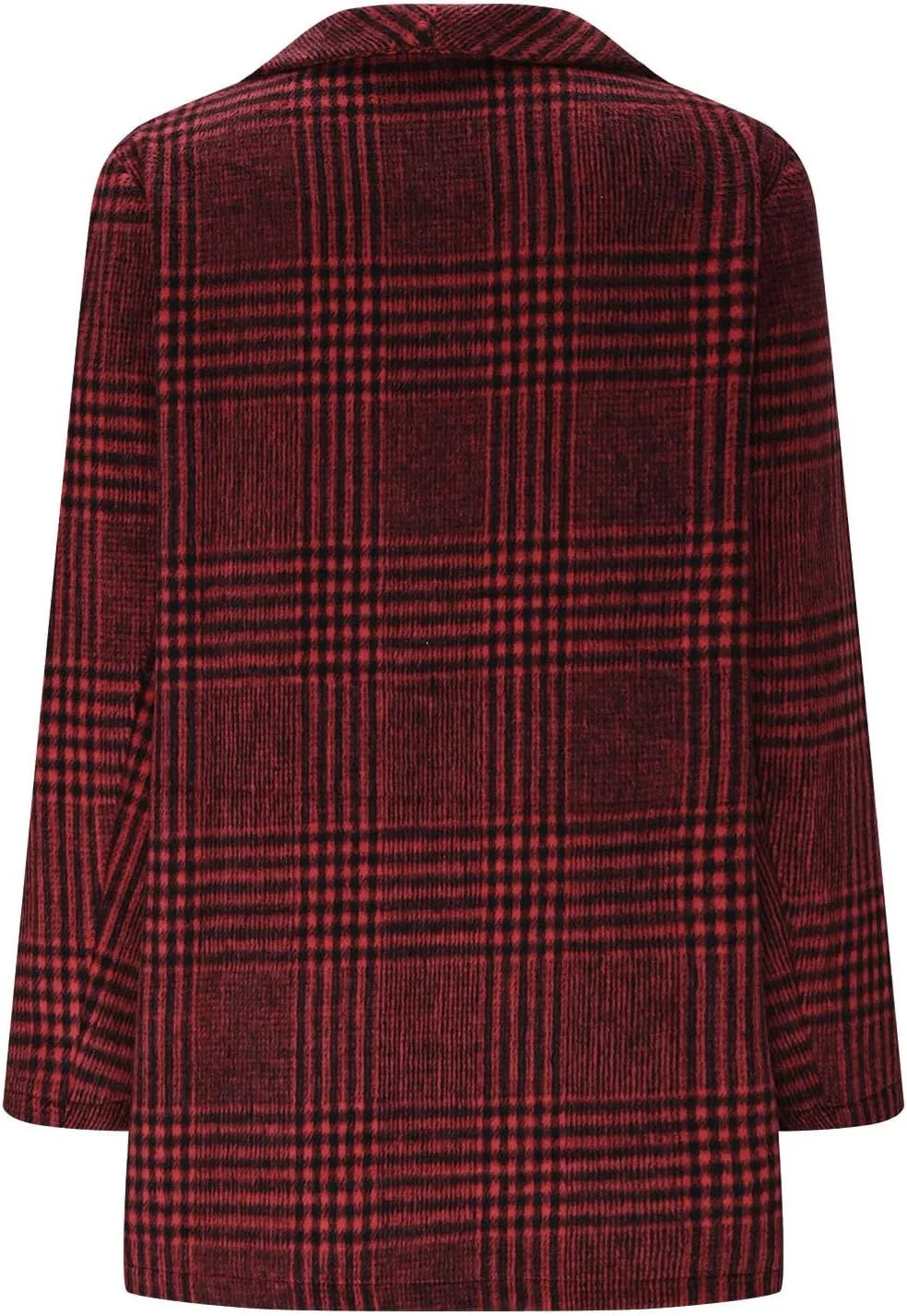 HGps8w Wool Blend Trench Coat for Women Dressy Plaid Blazer Jackets Classic Notch Lapel Winter Suit Pea Coat