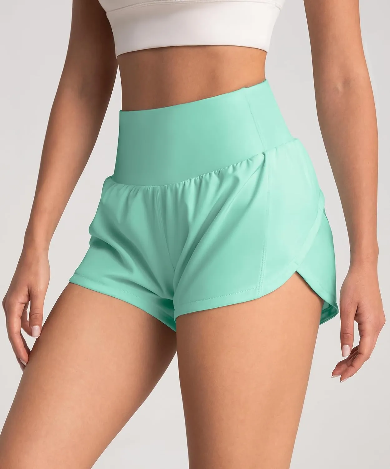 High Waisted Athletic Shorts for Women Quick Dry Workout Running Shorts with Mesh Liner Zipper Pockets