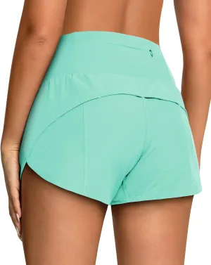 High Waisted Athletic Shorts for Women Quick Dry Workout Running Shorts with Mesh Liner Zipper Pockets