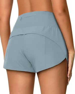 High Waisted Athletic Shorts for Women Quick Dry Workout Running Shorts with Mesh Liner Zipper Pockets
