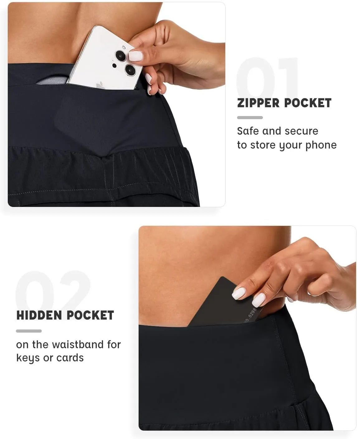 High Waisted Athletic Shorts for Women Quick Dry Workout Running Shorts with Mesh Liner Zipper Pockets