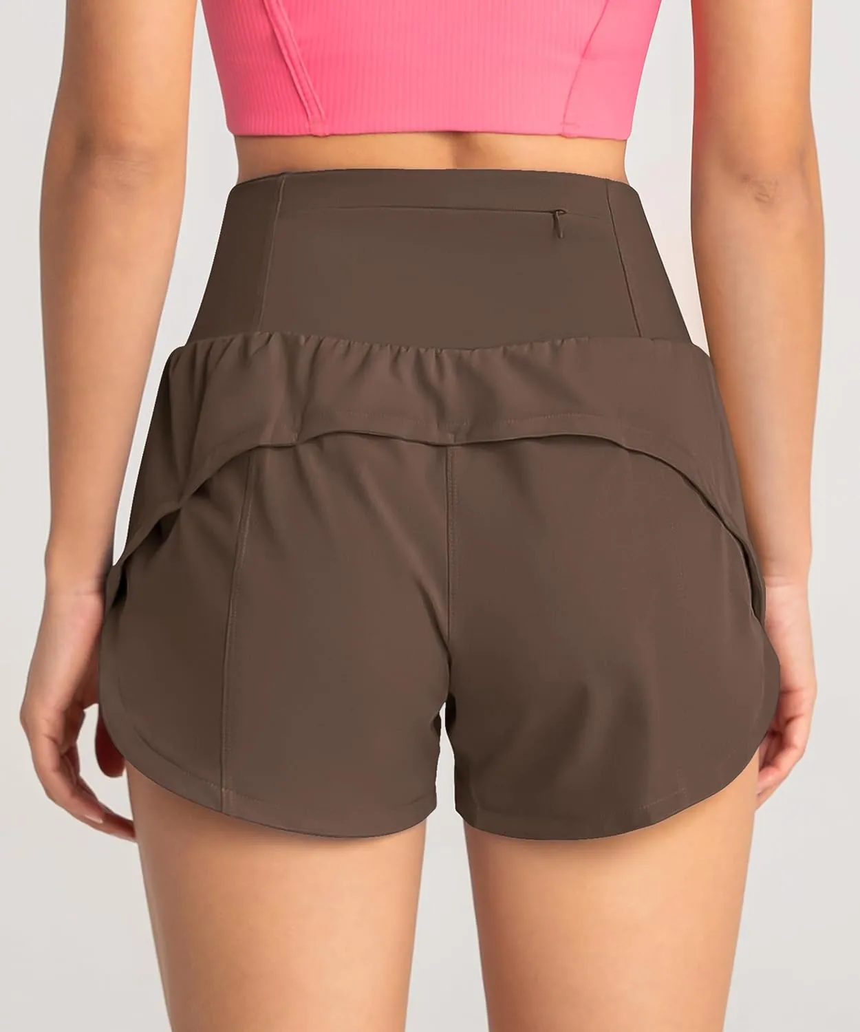 High Waisted Athletic Shorts for Women Quick Dry Workout Running Shorts with Mesh Liner Zipper Pockets