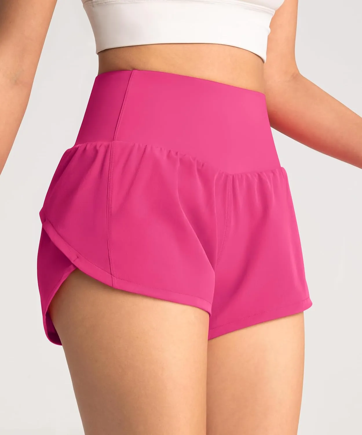 High Waisted Athletic Shorts for Women Quick Dry Workout Running Shorts with Mesh Liner Zipper Pockets