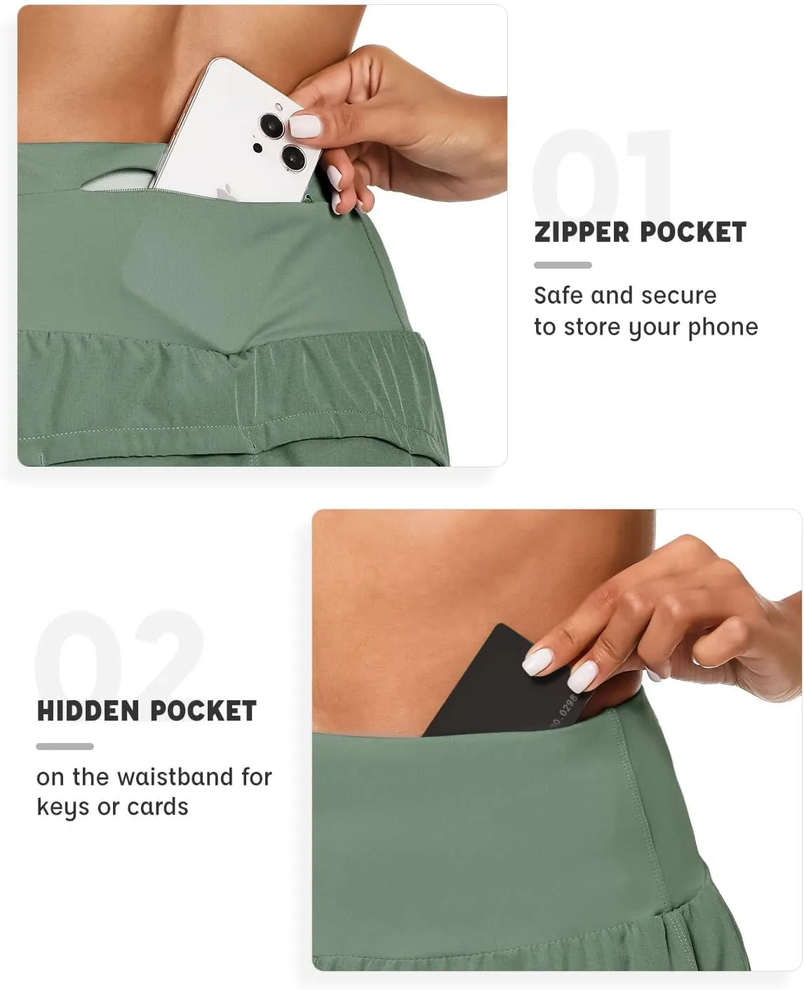 High Waisted Athletic Shorts for Women Quick Dry Workout Running Shorts with Mesh Liner Zipper Pockets
