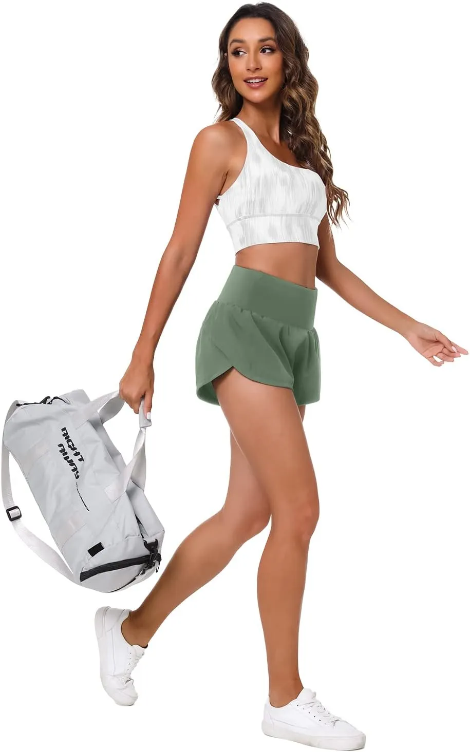 High Waisted Athletic Shorts for Women Quick Dry Workout Running Shorts with Mesh Liner Zipper Pockets