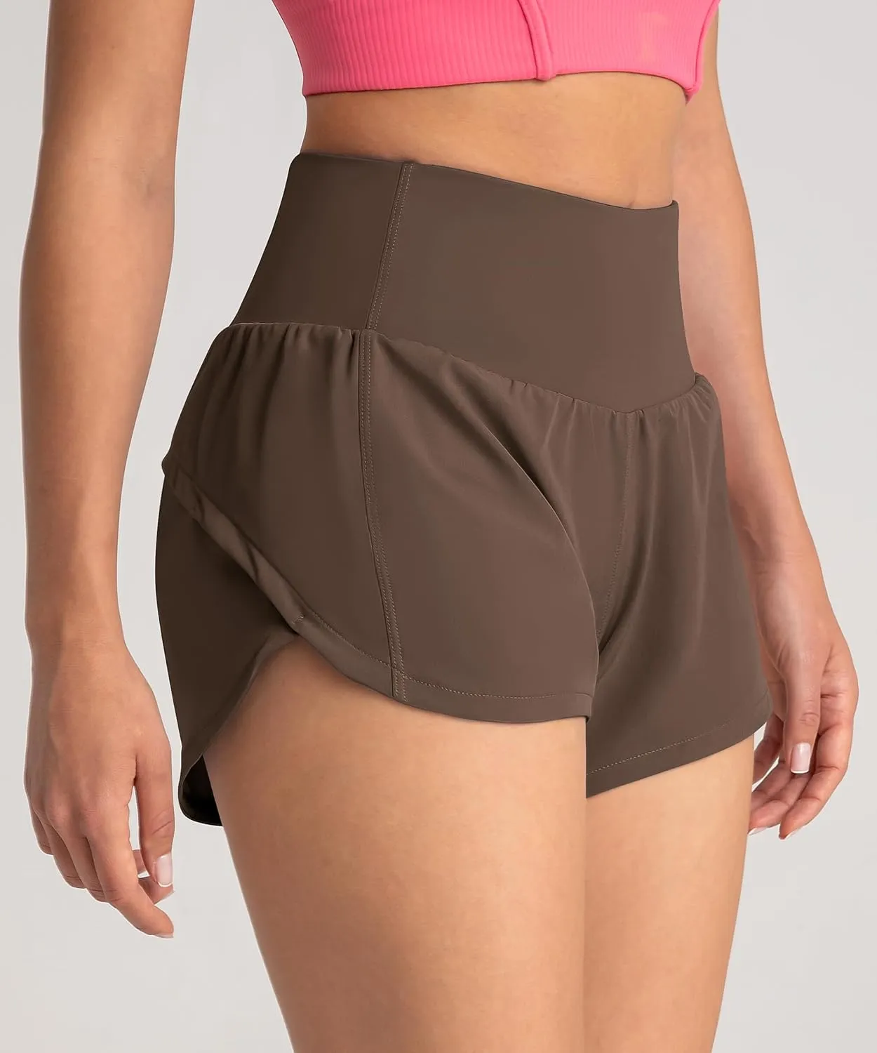 High Waisted Athletic Shorts for Women Quick Dry Workout Running Shorts with Mesh Liner Zipper Pockets
