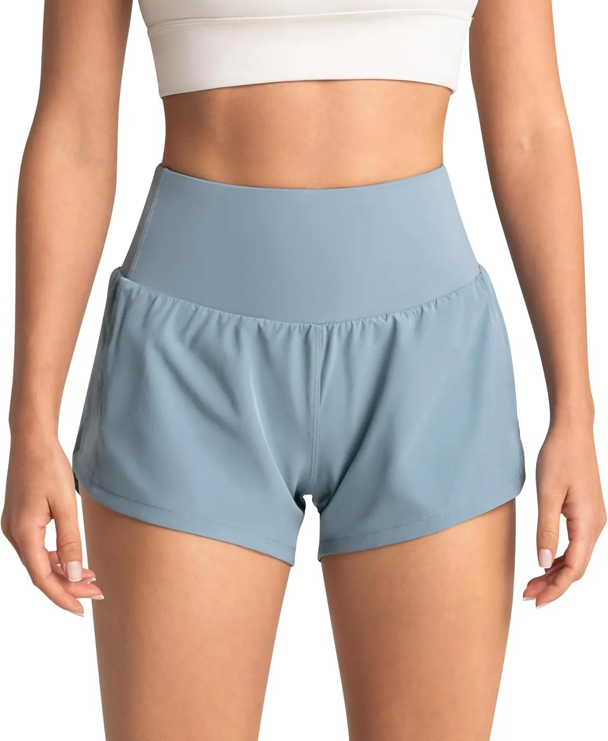 High Waisted Athletic Shorts for Women Quick Dry Workout Running Shorts with Mesh Liner Zipper Pockets