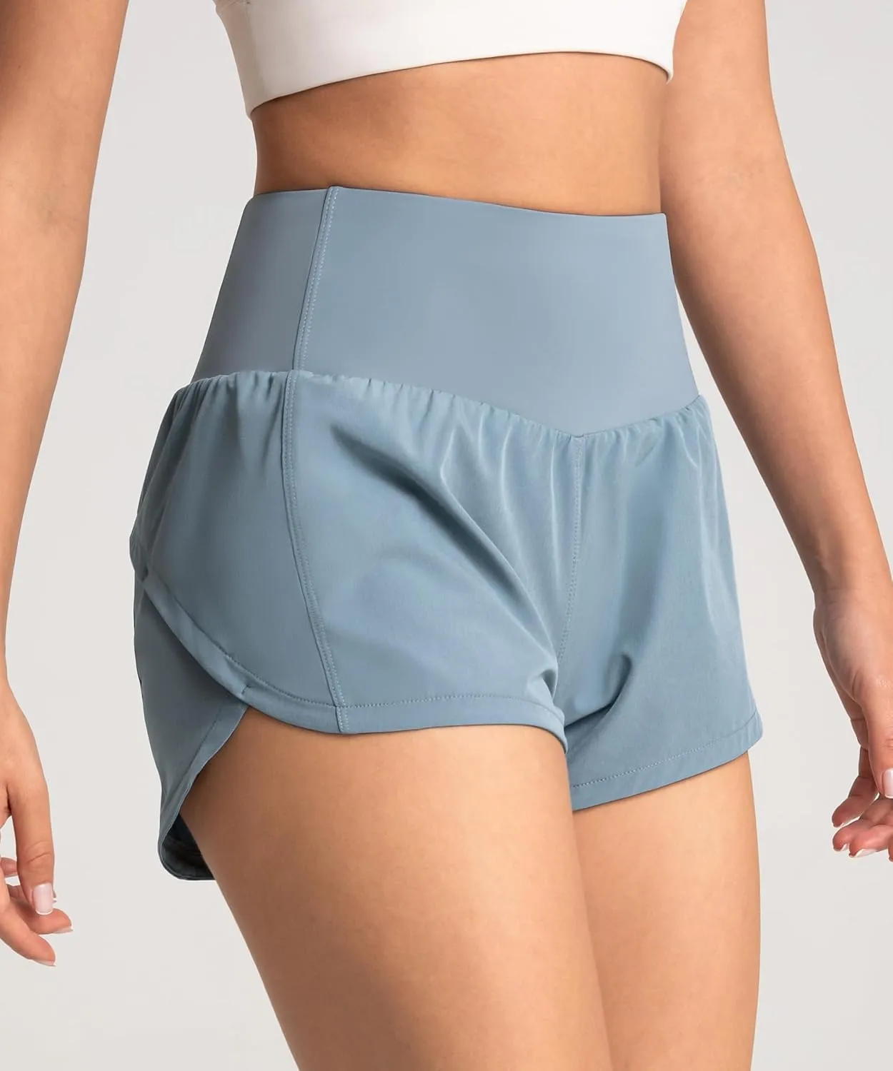 High Waisted Athletic Shorts for Women Quick Dry Workout Running Shorts with Mesh Liner Zipper Pockets