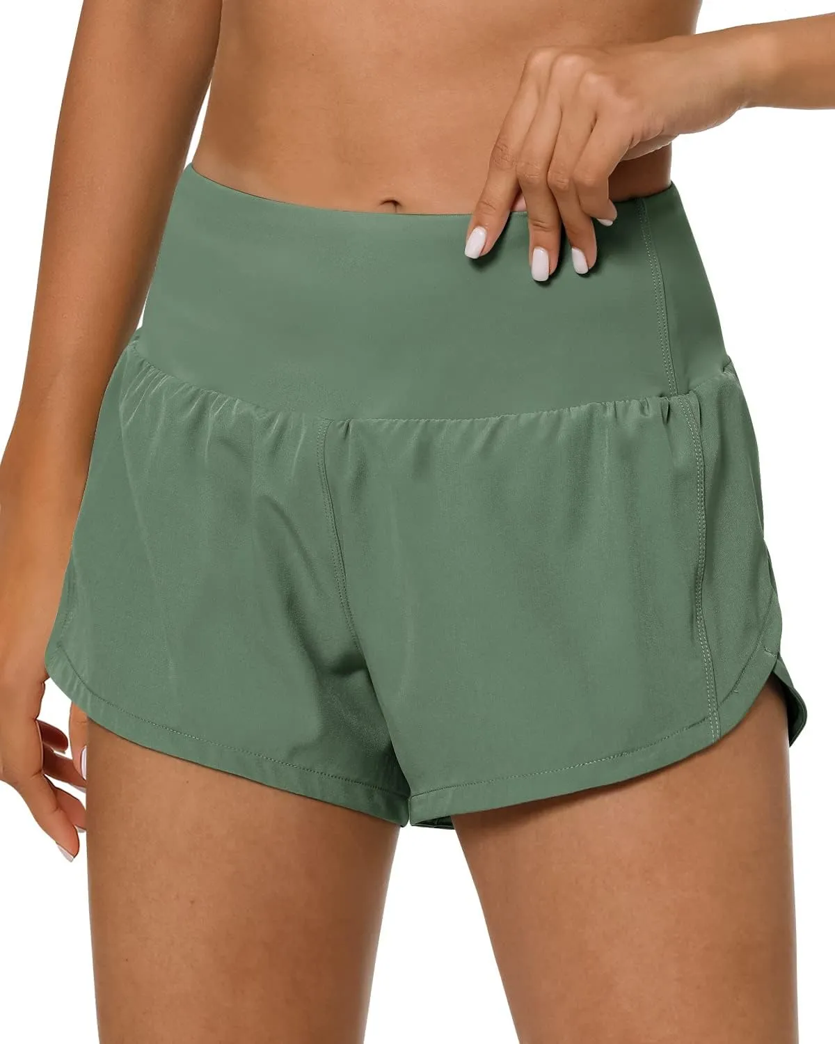 High Waisted Athletic Shorts for Women Quick Dry Workout Running Shorts with Mesh Liner Zipper Pockets