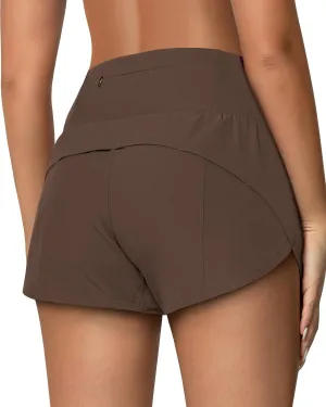 High Waisted Athletic Shorts for Women Quick Dry Workout Running Shorts with Mesh Liner Zipper Pockets