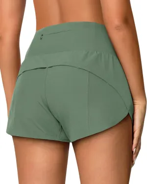 High Waisted Athletic Shorts for Women Quick Dry Workout Running Shorts with Mesh Liner Zipper Pockets