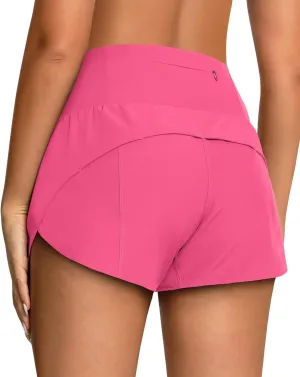 High Waisted Athletic Shorts for Women Quick Dry Workout Running Shorts with Mesh Liner Zipper Pockets