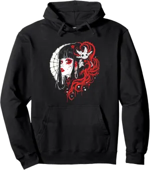Horror Anime Manga Tee I Gothic Outfit I Japanese Chibi Girl Pullover Hoodie