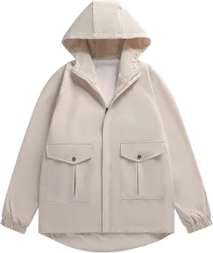 JEShifangjiusu Men's Lightweight Waterproof Hooded Rain Jacket Outdoor Raincoat Shell Jacket Windbreakers for Hiking Travel