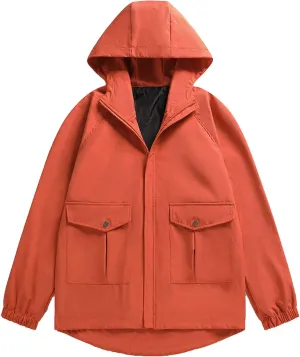 JEShifangjiusu Men's Lightweight Waterproof Hooded Rain Jacket Outdoor Raincoat Shell Jacket Windbreakers for Hiking Travel