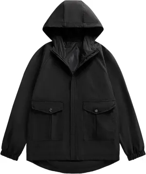JEShifangjiusu Men's Lightweight Waterproof Hooded Rain Jacket Outdoor Raincoat Shell Jacket Windbreakers for Hiking Travel