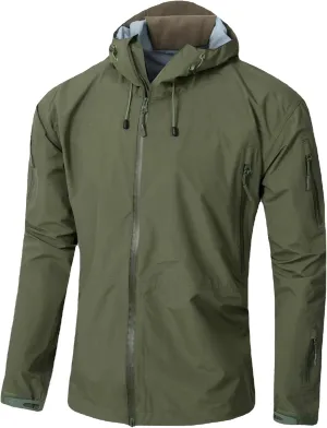 JEShifangjiusu Men'S Zipper Windbreaker Jacket Lightweight Water-Resistant Windbreakers Outdoor Waterproof Hooded Raincoat