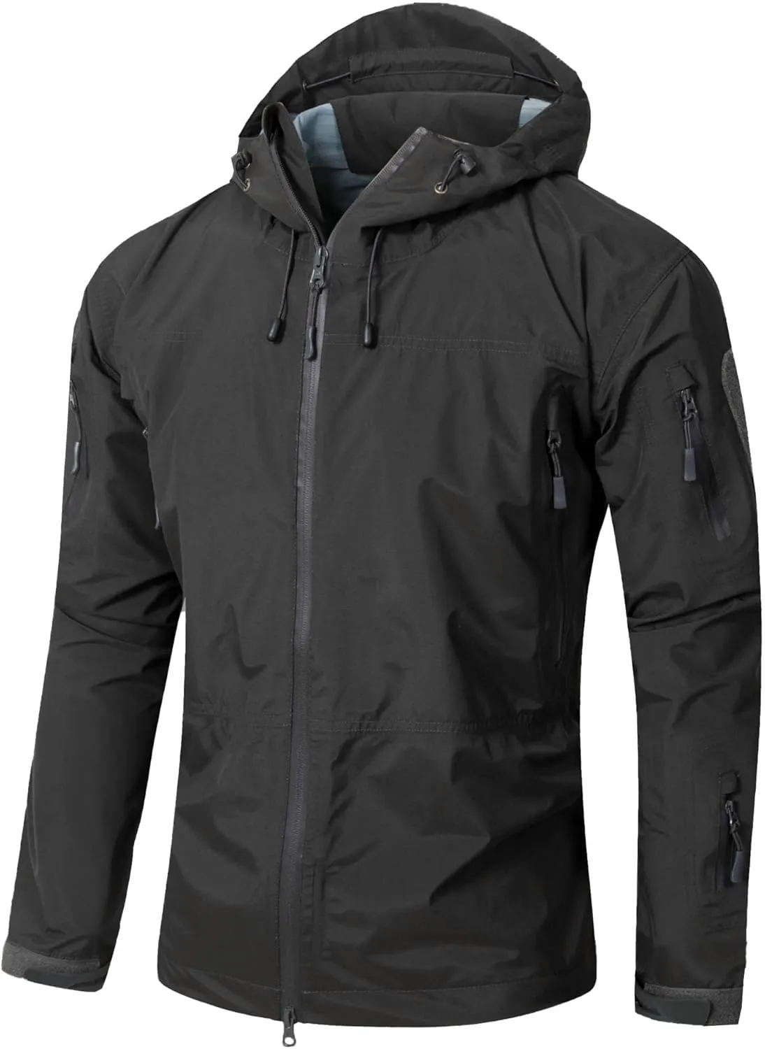 JEShifangjiusu Men'S Zipper Windbreaker Jacket Lightweight Water-Resistant Windbreakers Outdoor Waterproof Hooded Raincoat