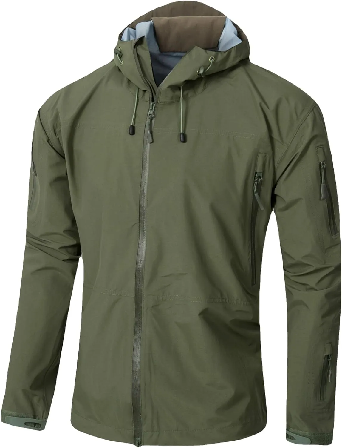 JEShifangjiusu Men'S Zipper Windbreaker Jacket Lightweight Water-Resistant Windbreakers Outdoor Waterproof Hooded Raincoat
