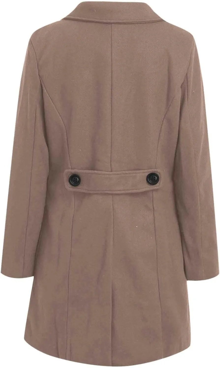 JOAU Women's Basic Wool Blend Pea Coats, Double Breasted Notch Lapel Midi Trench Coat Warm Jackets Overcoat with Pockets