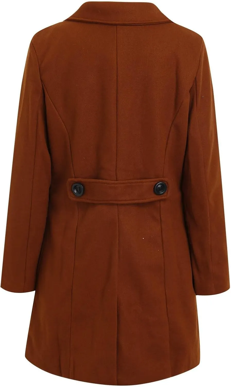 JOAU Women's Basic Wool Blend Pea Coats, Double Breasted Notch Lapel Midi Trench Coat Warm Jackets Overcoat with Pockets