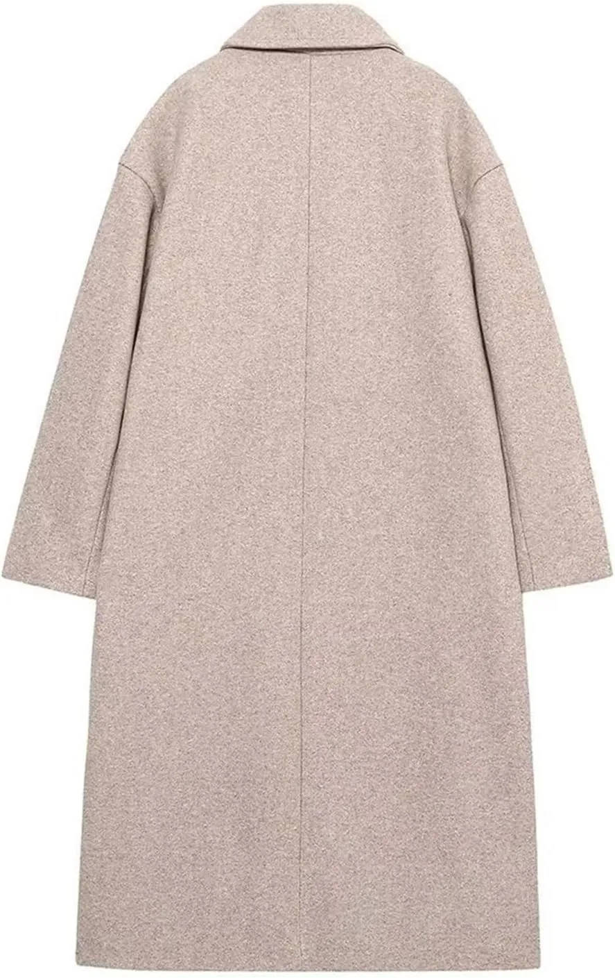 JOAU Women's Winter Wool Blend Mid-Length Peacoat Double Breasted Notched Collar Loose Fit Trench Coat Jackets Overcoat