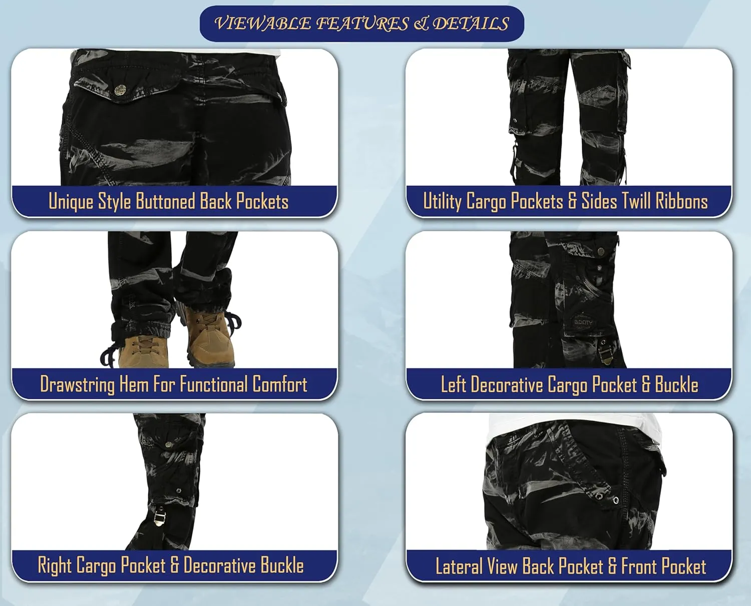 Juicy Trendz Women's Cargo Pants – High-Waist, Multi-Pocket, Adjustable Strap, Lightweight, Casual & Outdoor Wear Trouser