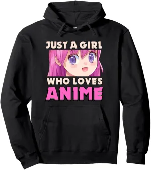 Just a Girl Who Loves Anime Gift Japan Otaku Anime Pullover Hoodie