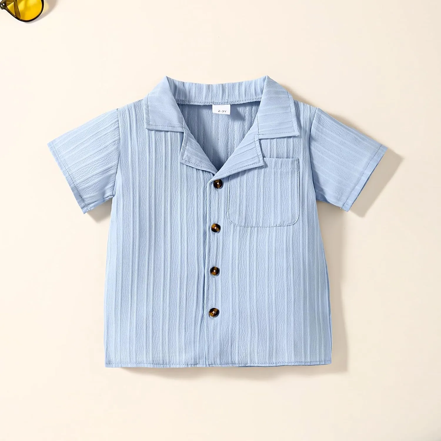 Kid Toddler Boy Clothes Short Sleeve Button-Down Shirt Shorts White Vest Summer Clothing Set 2-12 Years