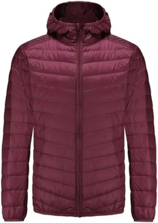 KISSQIQI Men's Winter Insulated Puffer Jackets Heavy Duty Hooded Down Coats Lightweight Water Resistant Down Puffer Jackets