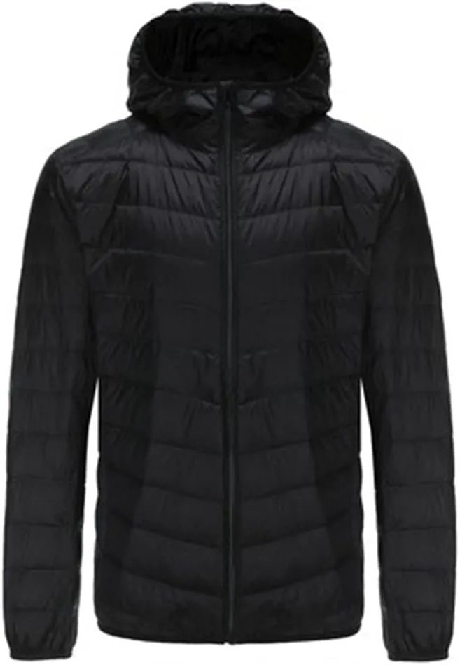 KISSQIQI Men's Winter Insulated Puffer Jackets Heavy Duty Hooded Down Coats Lightweight Water Resistant Down Puffer Jackets