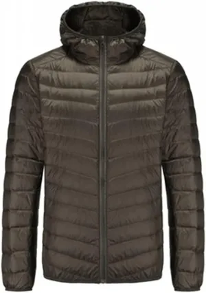 KISSQIQI Men's Winter Insulated Puffer Jackets Heavy Duty Hooded Down Coats Lightweight Water Resistant Down Puffer Jackets