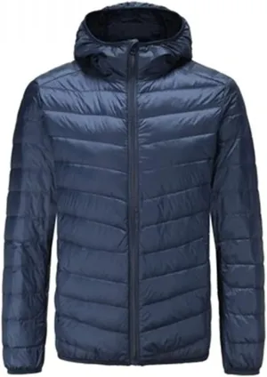 KISSQIQI Men's Winter Insulated Puffer Jackets Heavy Duty Hooded Down Coats Lightweight Water Resistant Down Puffer Jackets