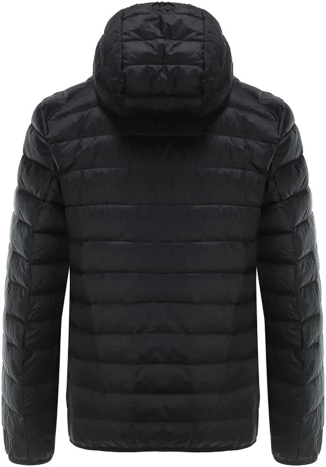 KISSQIQI Men's Winter Insulated Puffer Jackets Heavy Duty Hooded Down Coats Lightweight Water Resistant Down Puffer Jackets