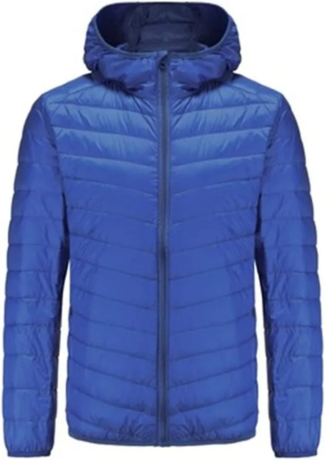 KISSQIQI Men's Winter Insulated Puffer Jackets Heavy Duty Hooded Down Coats Lightweight Water Resistant Down Puffer Jackets