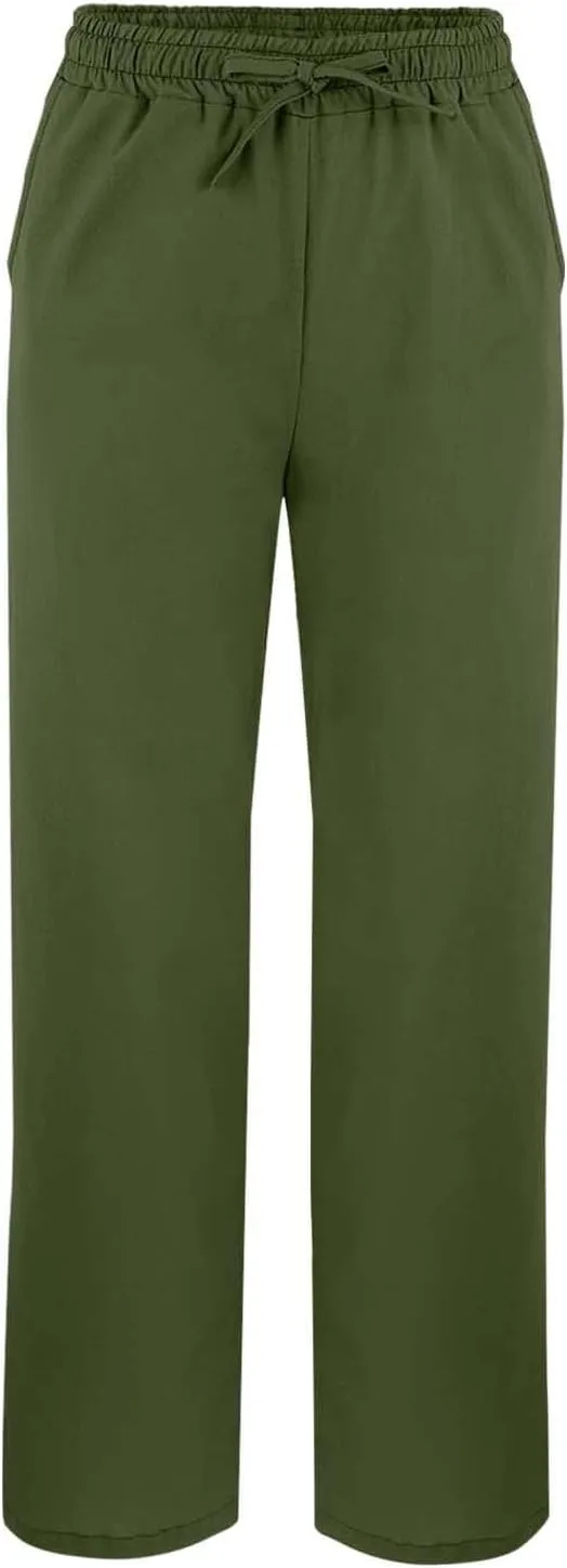 Linen Pants for Women 2025 Summer High Waist Elastic Straight Leg Lounge Pant Casual Loose Split Cuff Beach Trousers