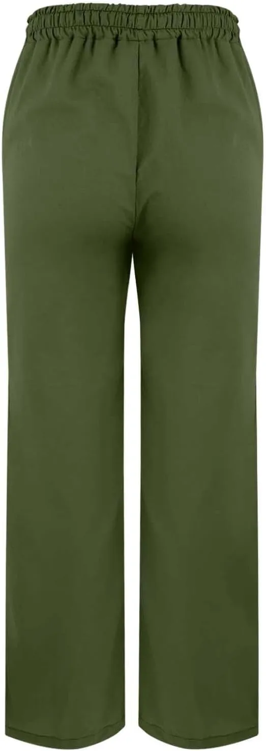 Linen Pants for Women 2025 Summer High Waist Elastic Straight Leg Lounge Pant Casual Loose Split Cuff Beach Trousers