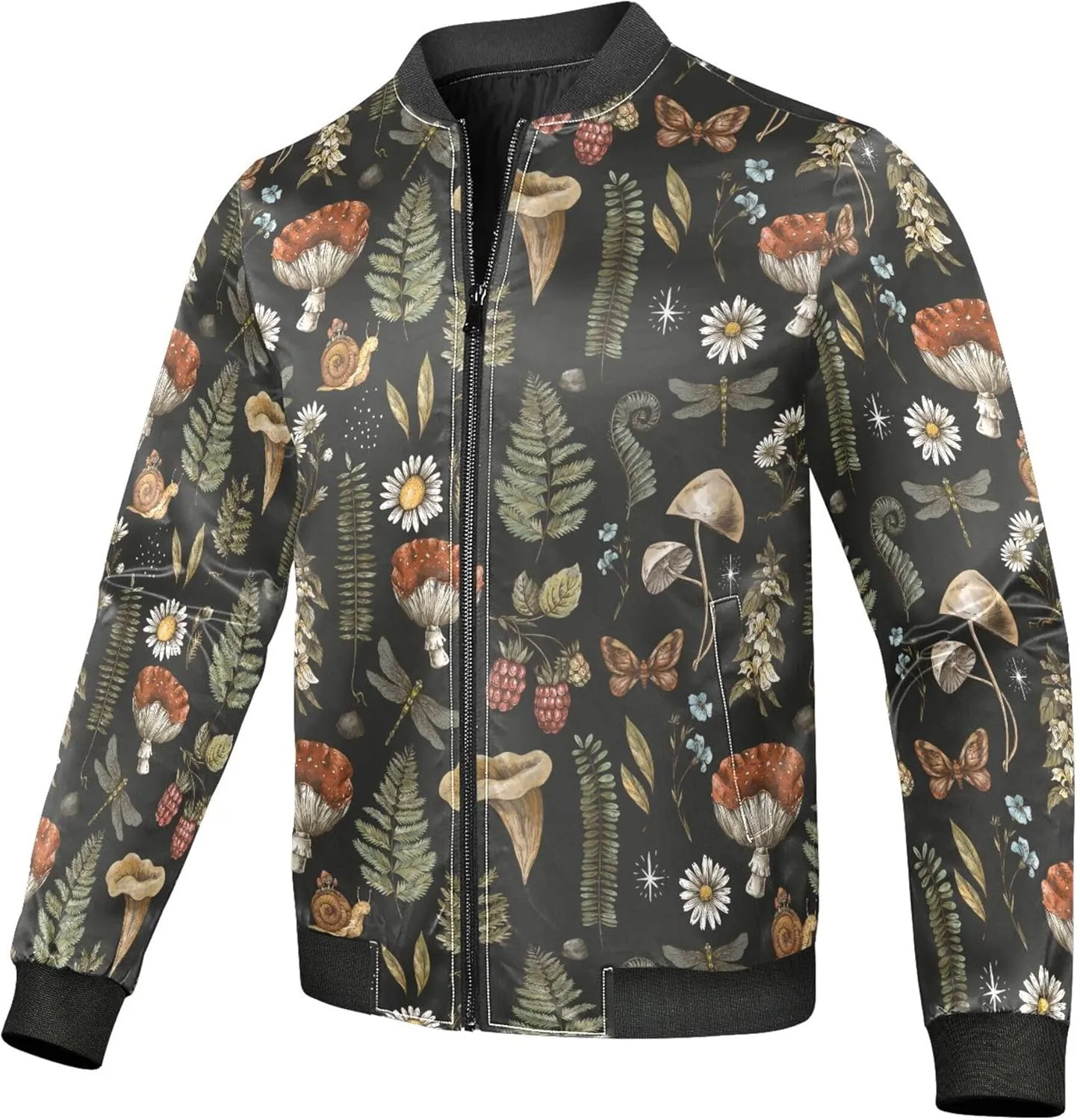 linqin Amanita Mushroom Fern Lightweight Jacket Mens Jackets Windbreakers Light Rain Coats For Men Stylish
