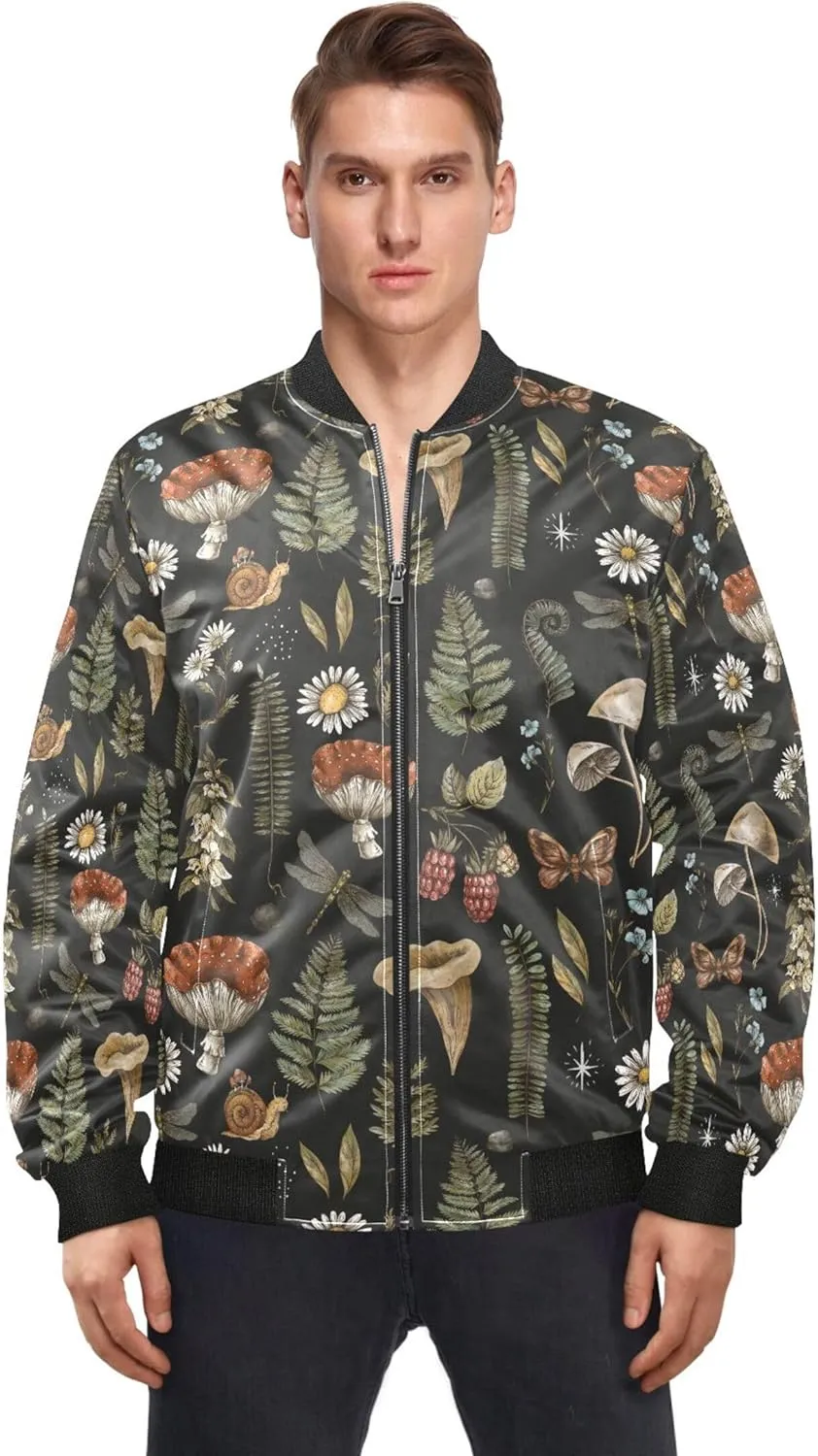 linqin Amanita Mushroom Fern Lightweight Jacket Mens Jackets Windbreakers Light Rain Coats For Men Stylish