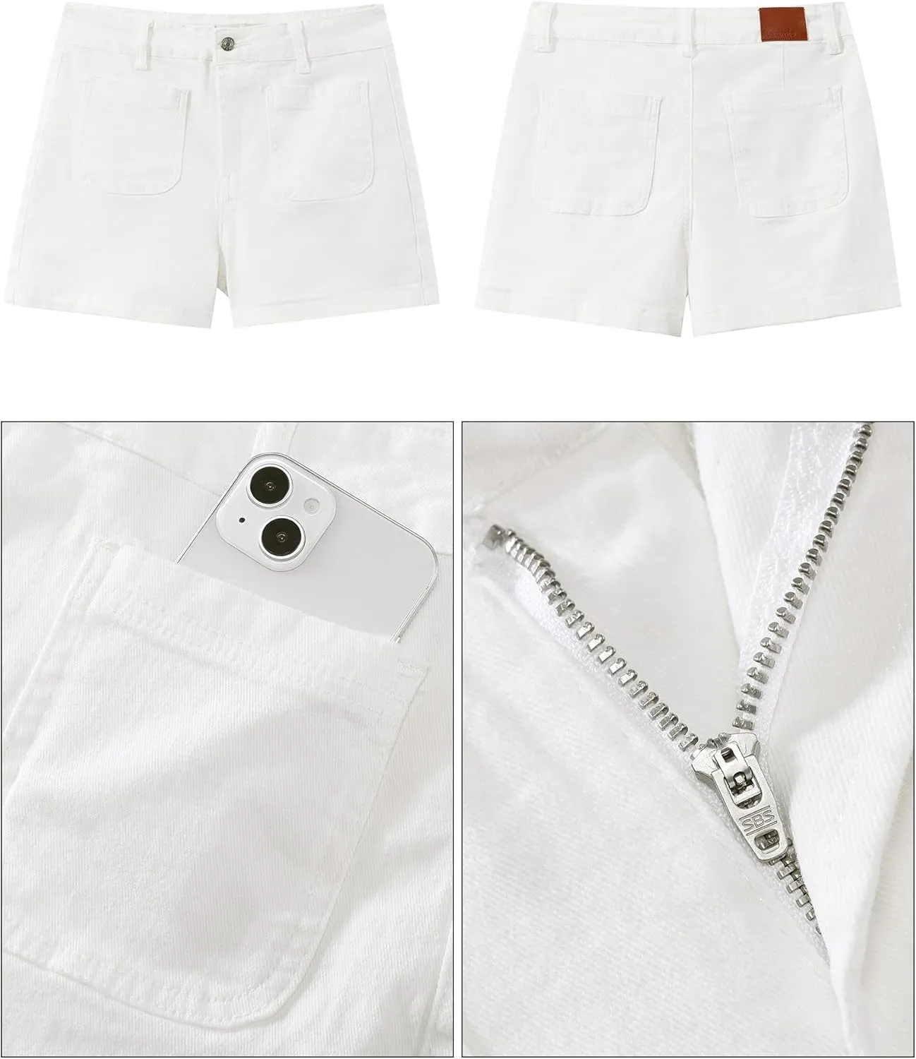 luvamia Jean Shorts for Women High Waisted Trendy Flat Pockets Cutoff Stretchy Denim Shorts Casual Summer