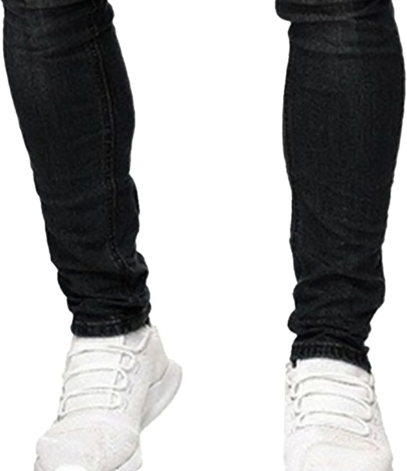 Men Classic Ripped Street Jeans Mid Waist Skinny Denim Trousers with Holes Y2K Comfortable Casual Pencil Pants